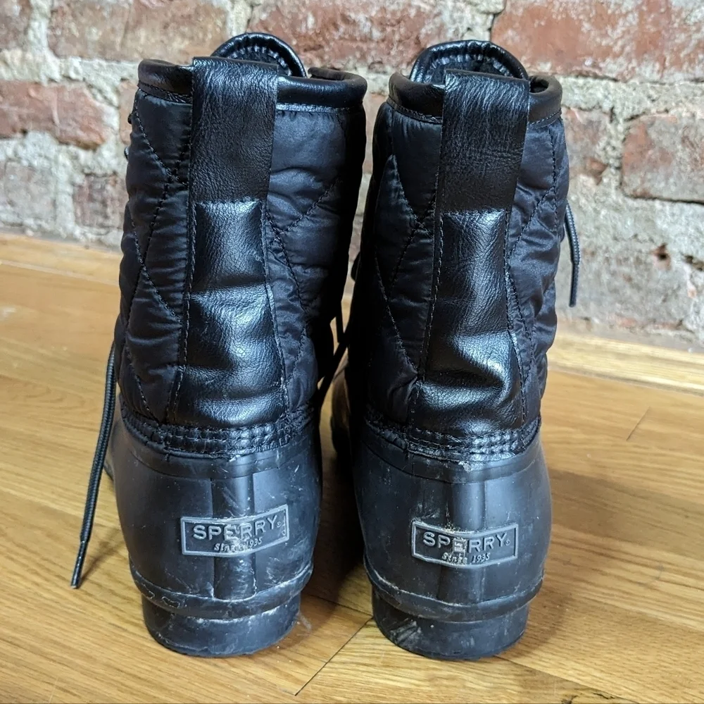 Sperry Size 9 Black‎ Saltwater Quilted Water Resistant Duck Boots